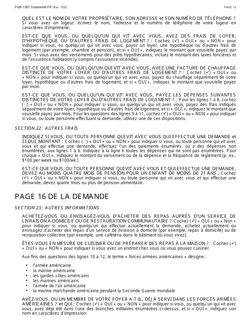 Instructions for Form LDSS-2921-FR New York State Application for Certain Benefits Andservices - New York (French), Page 16