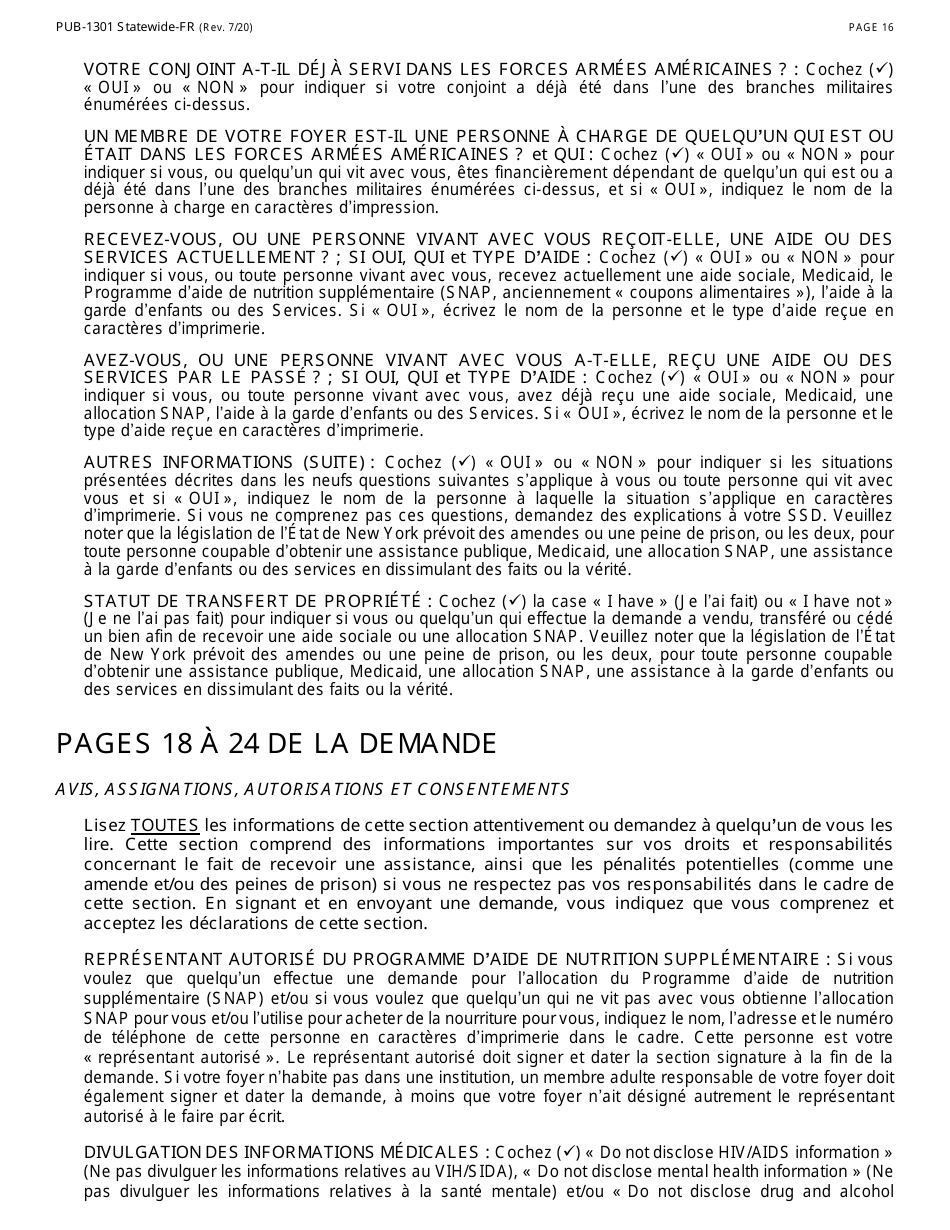 Instructions for Form LDSS-2921-FR New York State Application for Certain Benefits Andservices - New York (French), Page 17