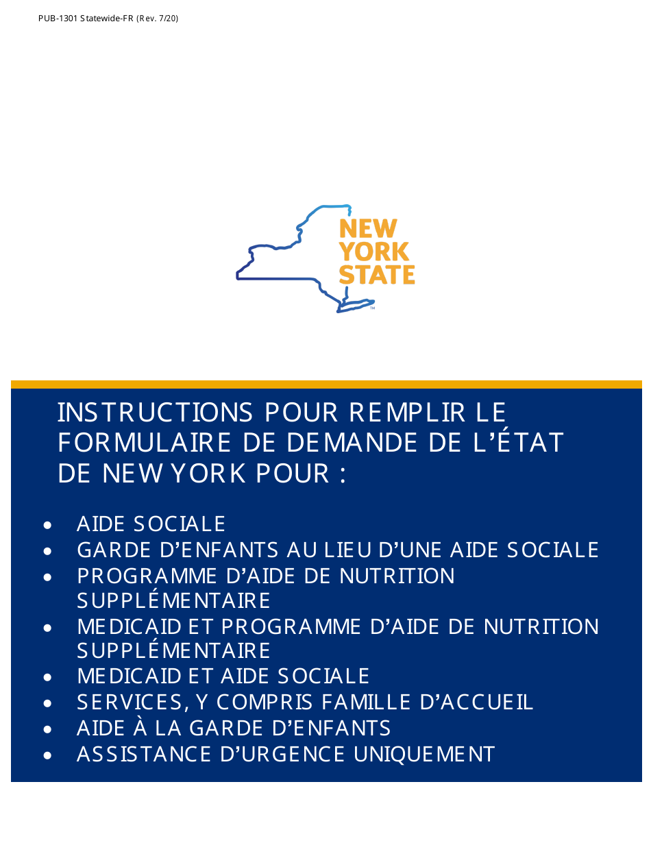 Instructions for Form LDSS-2921-FR New York State Application for Certain Benefits Andservices - New York (French), Page 1