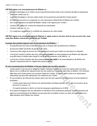 Form LDSS-5171 Acknowledgment of Parentage - New York (French), Page 2