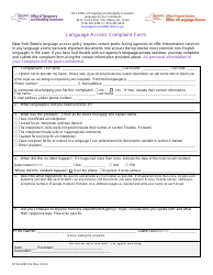 Form OTDA-4987 &quot;Language Access Complaint Form&quot; - New York