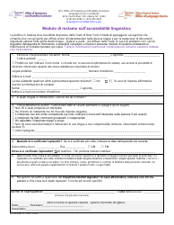 Document preview: Form OTDA-4987-IT Language Access Complaint Form - New York (Italian)
