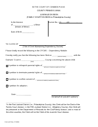 Document preview: Form A-01 Notice of Orphans Court Petition Filing - Pennsylvania