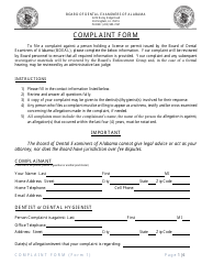 Form 1 Complaint Form - Alabama
