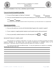 Form 1 Complaint Form - Alabama, Page 2