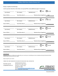 Document preview: Family Child Care Home Census List - Vermont