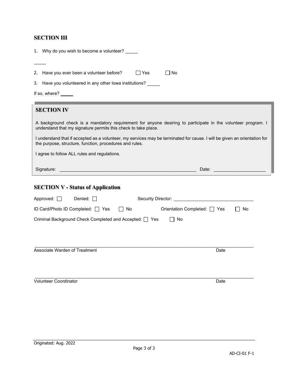 Volunteer Application Form - Iowa, Page 3