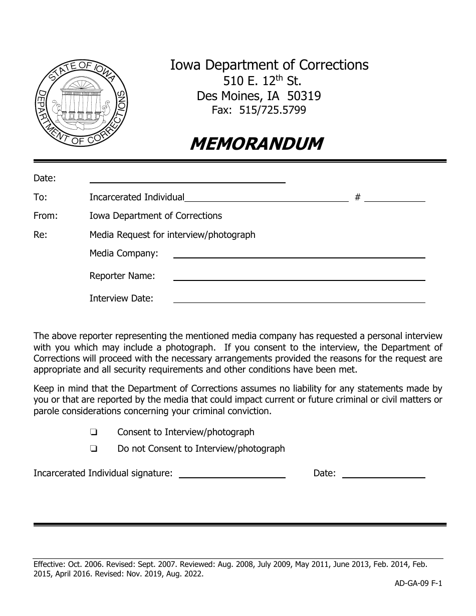Iowa Media Consent Form Download Printable PDF Templateroller