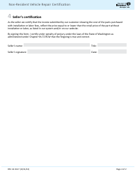 Form REV41 0127 Non-resident Vehicle Repair Certification - Washington, Page 2