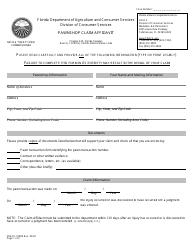 Form FDACS-10986 Pawnshop Claim Affidavit - Florida