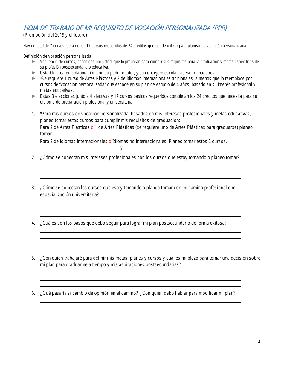 Plan De Estudios Para La Escuela Secundaria Y El Futuro - Washington (Spanish), Page 4