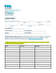 Document preview: Block Party Petition - City of Toledo, Ohio