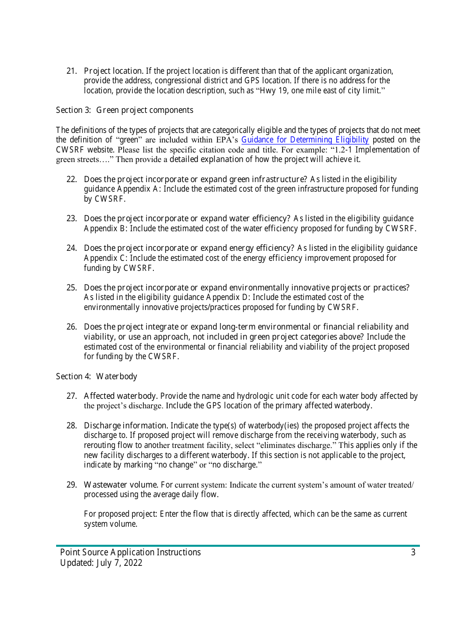 Instructions for Point Source Project Loan Application (Design and Construction Projects) - Oregon, Page 3