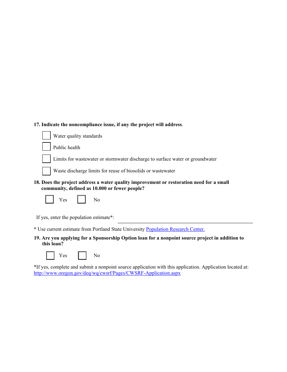 Point Source Project Loan Application (Design and Construction Projects) - Oregon, Page 6