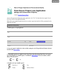 Document preview: Point Source Project Loan Application (Design and Construction Projects) - Oregon