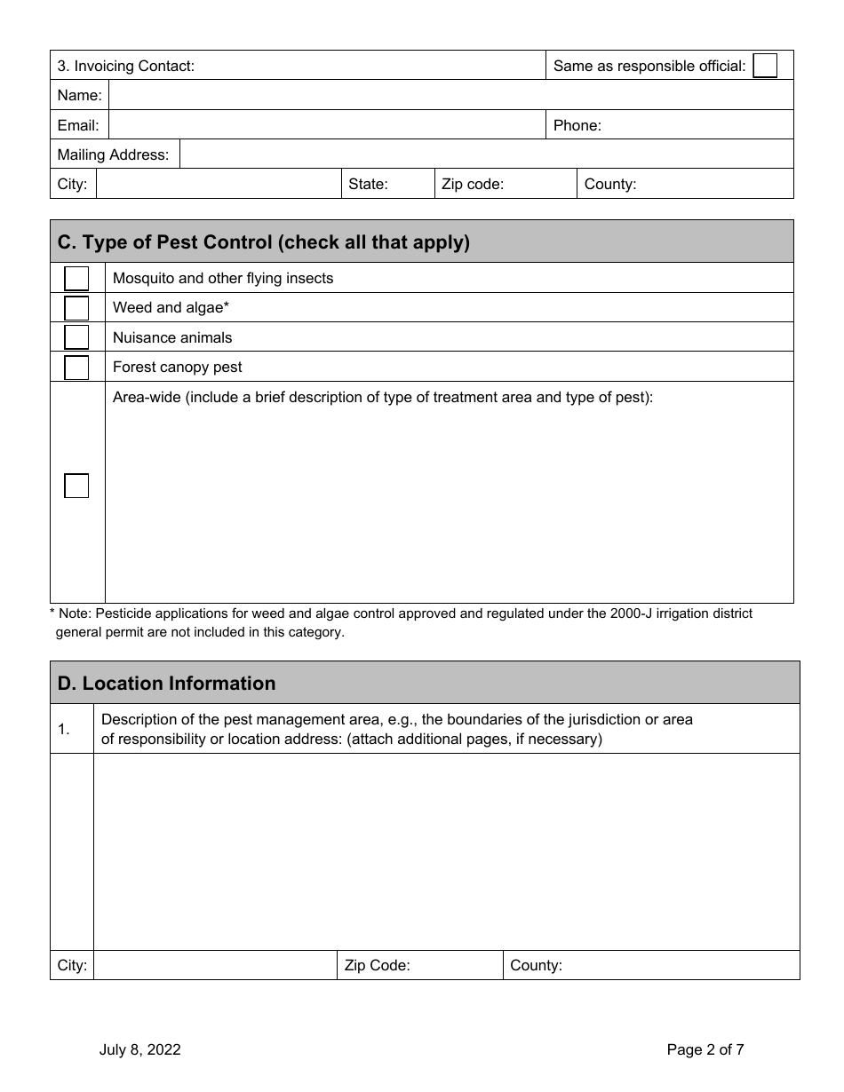 Application for 2300a Npdes Pesticide General Permit - Oregon, Page 2