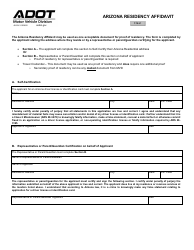 Document preview: Form 40-5143 Arizona Residency Affidavit - Arizona