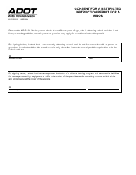 Document preview: Form 96-0781 Consent for a Restricted Instruction Permit for a Minor - Arizona