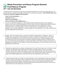 Waste Prevention and Reuse Program Element - Food Rescue Program - Oregon