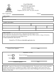 Fence Permit Application - City of Marshall, Michigan