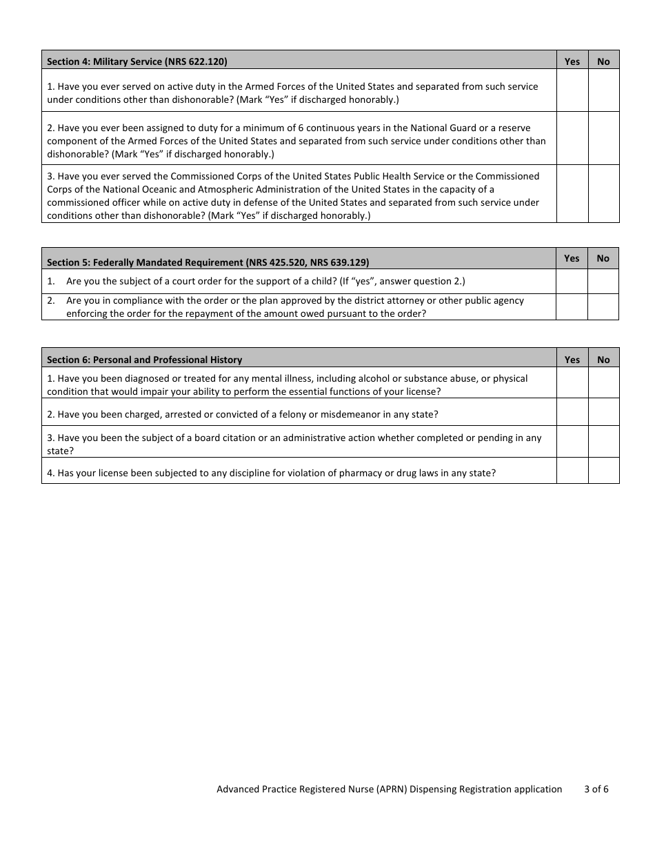 Advanced Practice Registered Nurse (Aprn) Dispensing Registration Application - Nevada, Page 3