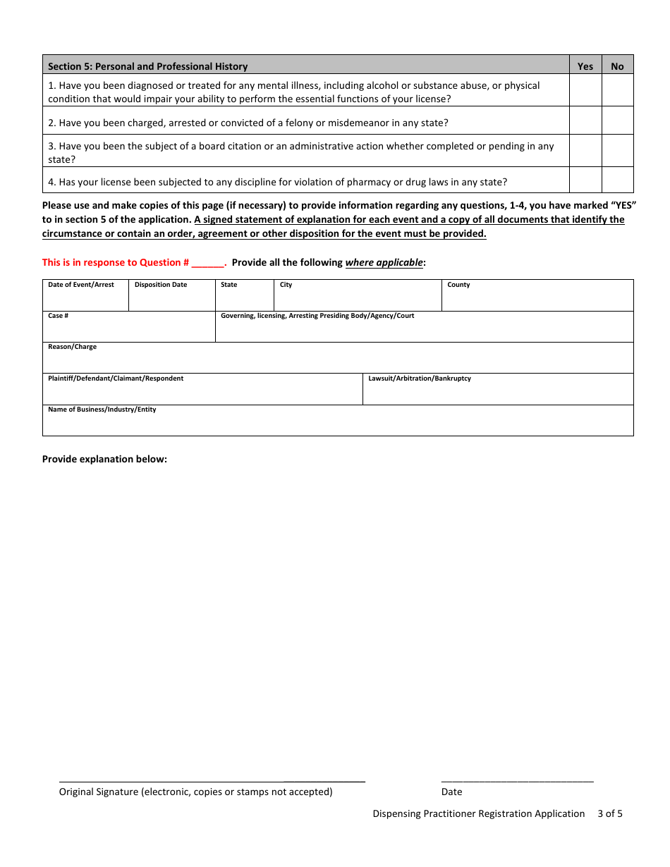 Dispensing Practitioner Registration Application - Nevada, Page 3