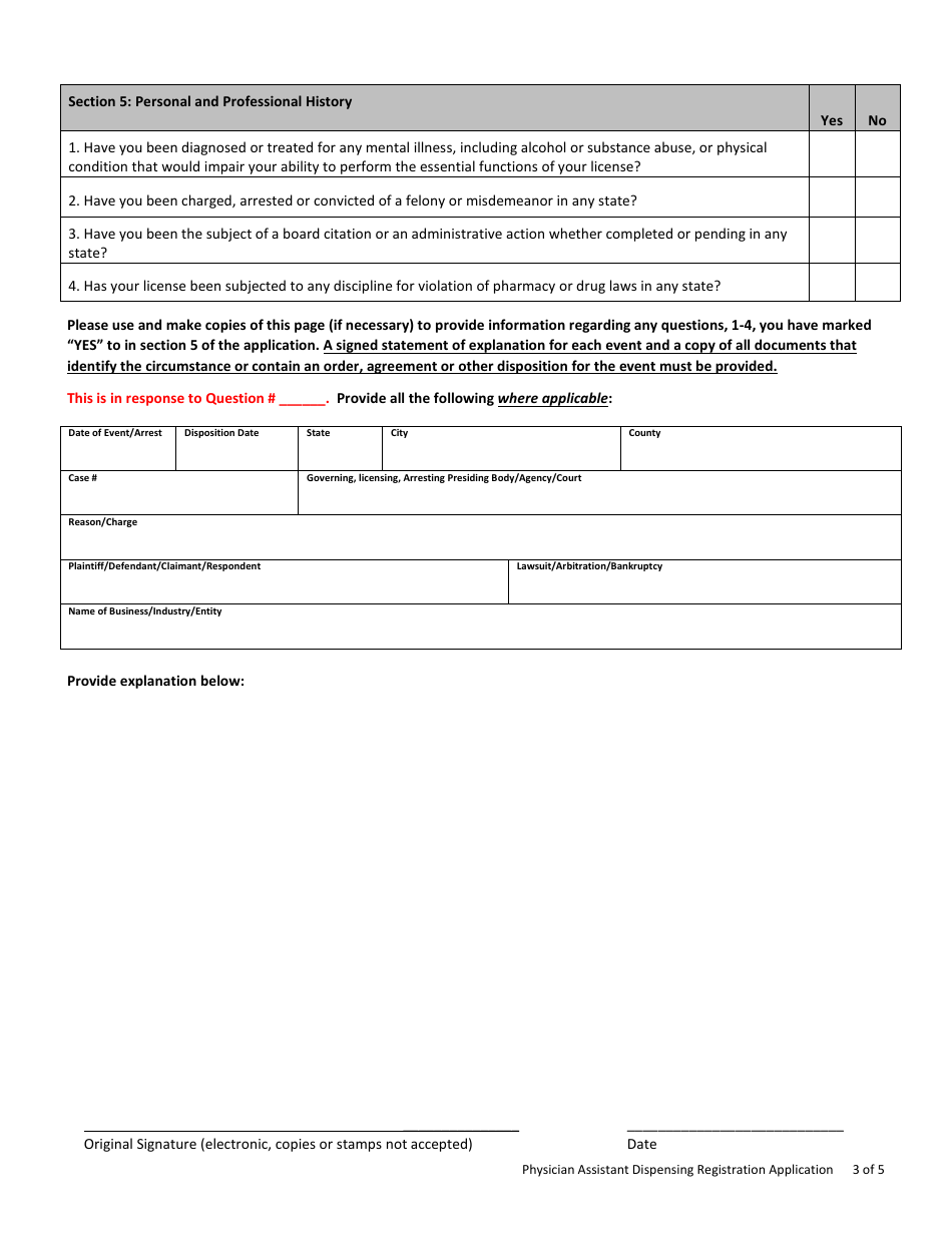 Physician Assistant (Pa) Dispensing Registration Application - Nevada, Page 3