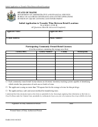Form BABLO/801 Initial Application to Transfer Wine Between Retail Locations - Maine