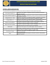 Instructions for Supplier (Vendor) Management Form - Georgia (United States)