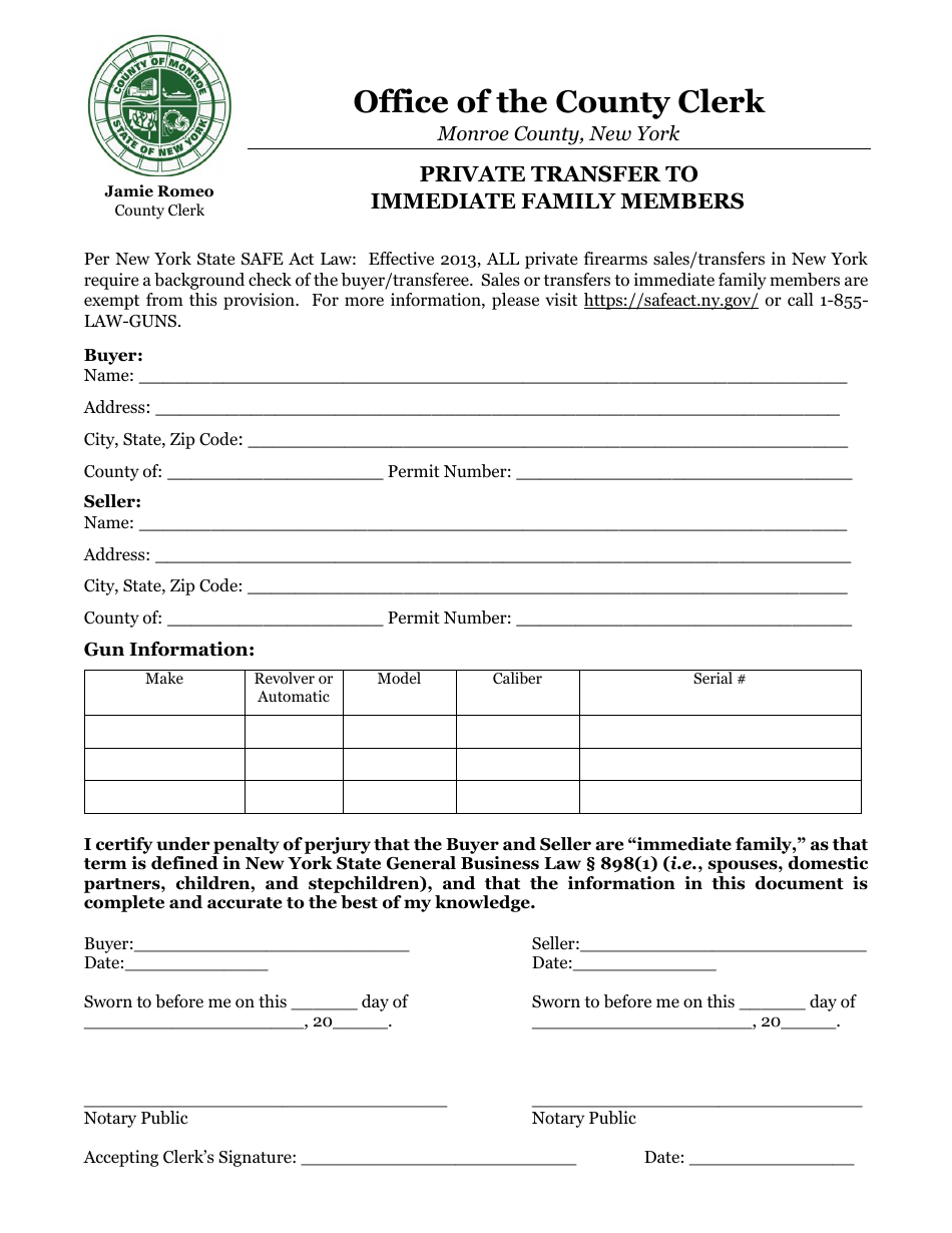 Private Transfer to Immediate Family Members - Monroe County, New York, Page 1