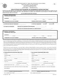 Document preview: Form LB-0483 Application for Transfer of Experience Rating Record - Tennessee