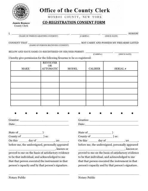 Co-registration Consent Form - Monroe County, New York Download Pdf