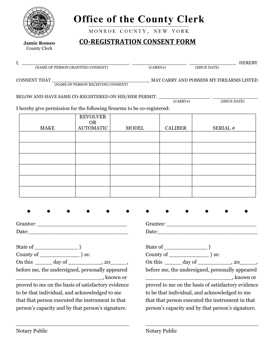 Co-registration Consent Form - Monroe County, New York, Page 1