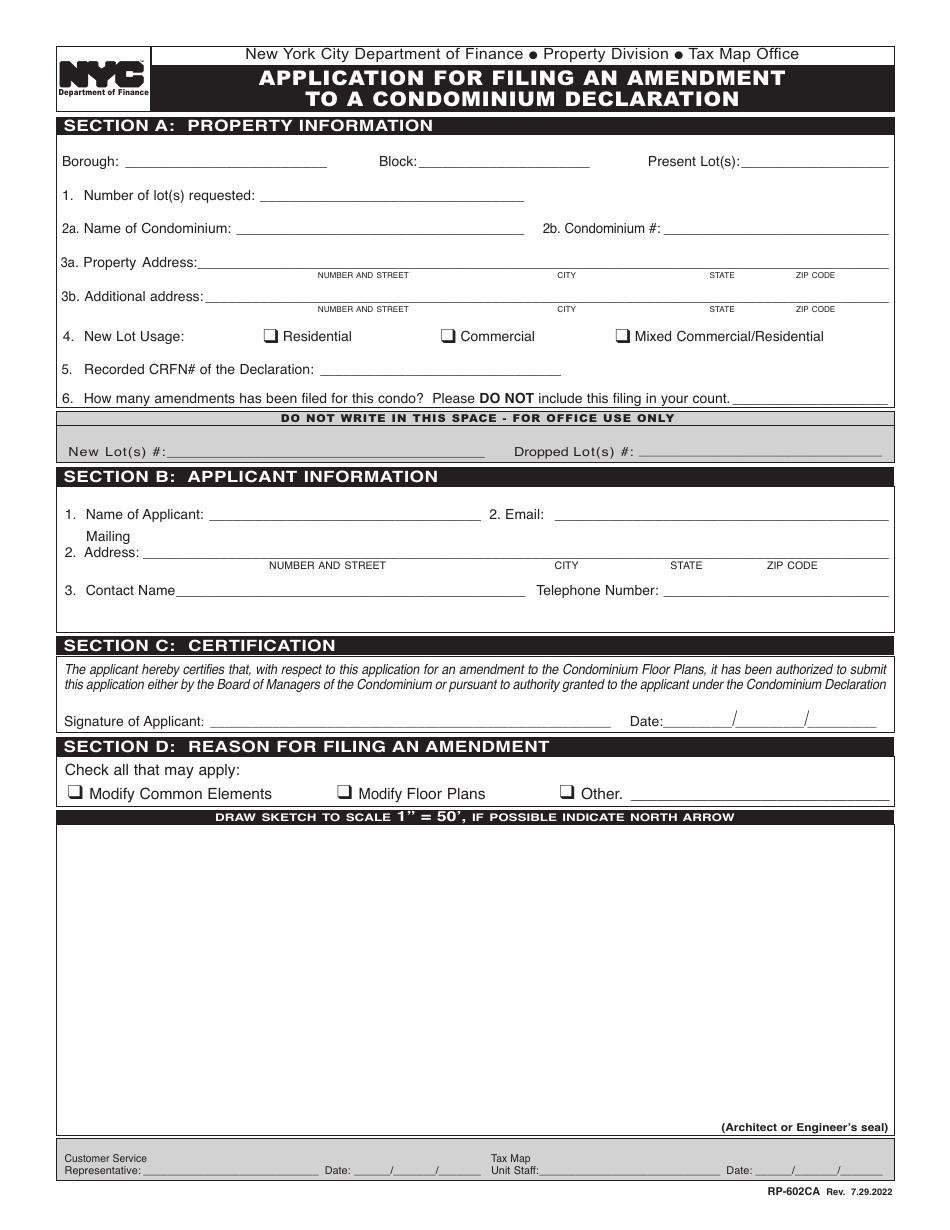 Form RP602CA Download Printable PDF or Fill Online Application for