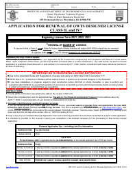 Application for Renewal of Owts Designer License - Class II, and IV - Onsite Wastewater Treatment Systems Program - Rhode Island