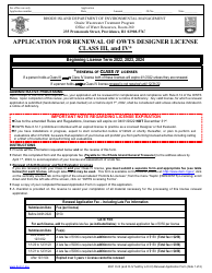 Application for Renewal of Owts Designer License - Class Iii, and IV - Onsite Wastewater Treatment Systems Program - Rhode Island