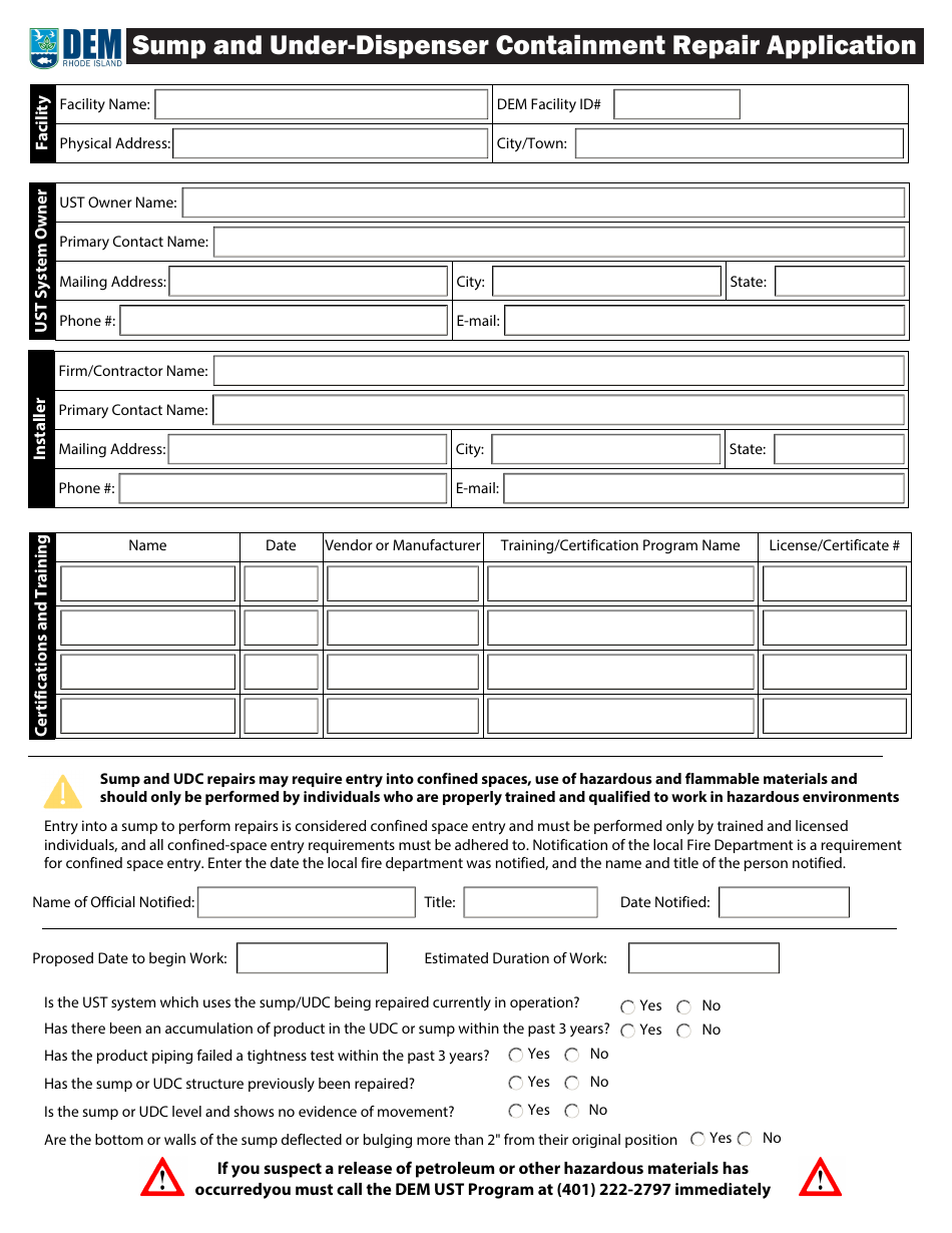 Sump and Under-Dispenser Containment Repair Application - Rhode Island, Page 2