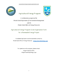 Agricultural Energy Program Grant Application Form for a Renewable Energy Project - Rhode Island