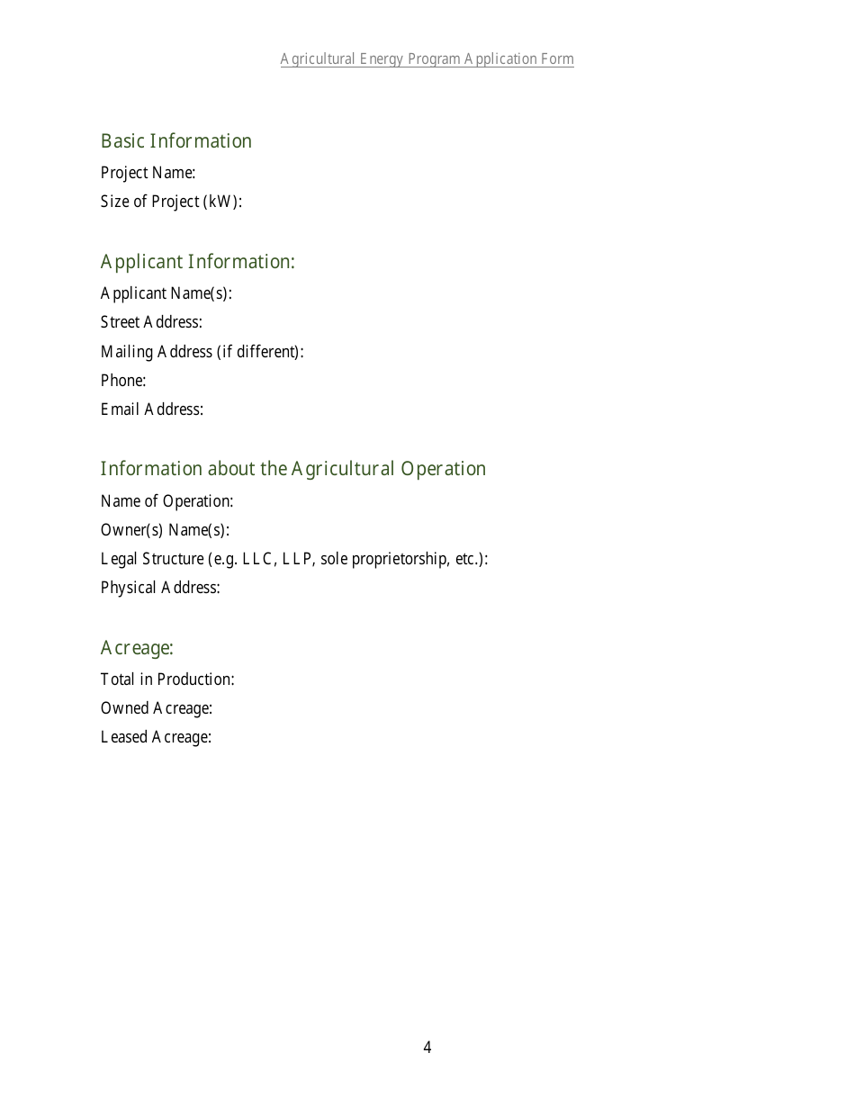 Agricultural Energy Program Grant Application Form for a Renewable Energy Project - Rhode Island, Page 3