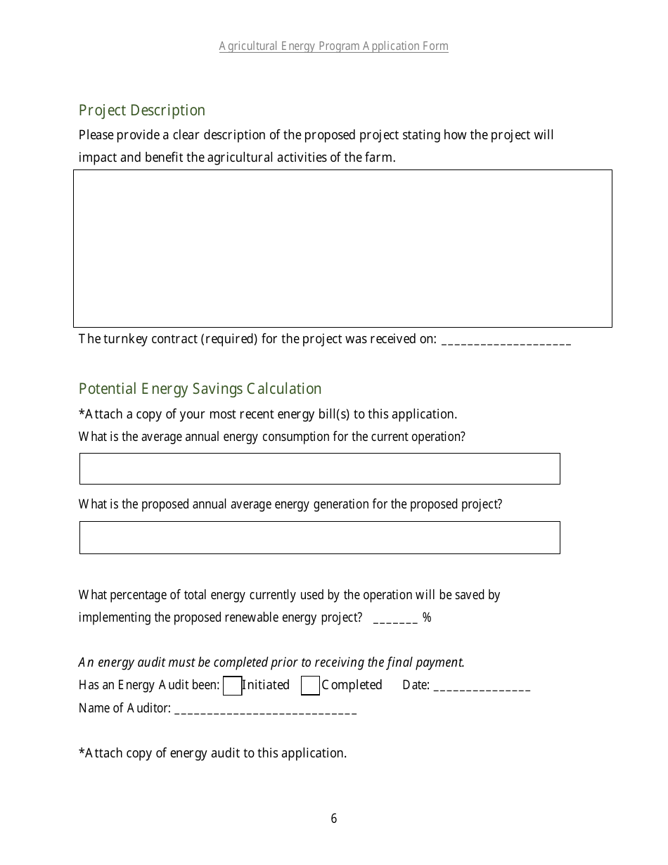 Agricultural Energy Program Grant Application Form for a Renewable Energy Project - Rhode Island, Page 5