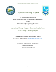 Agricultural Energy Program Grant Application Form for an Energy Efficiency Project - Rhode Island