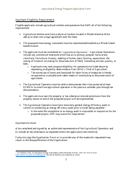 Agricultural Energy Program Grant Application Form for an Energy Efficiency Project - Rhode Island, Page 2