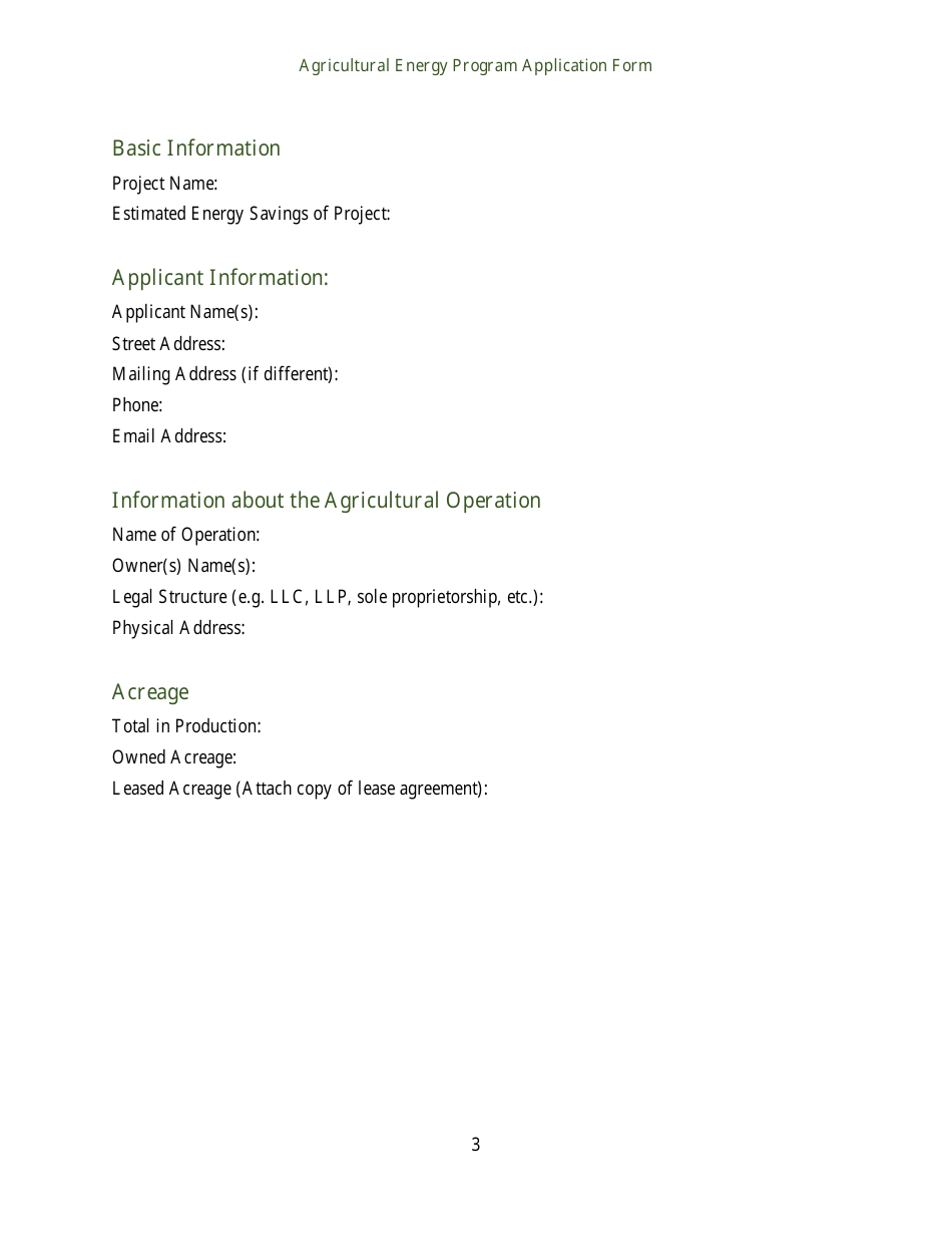 Agricultural Energy Program Grant Application Form for an Energy Efficiency Project - Rhode Island, Page 3