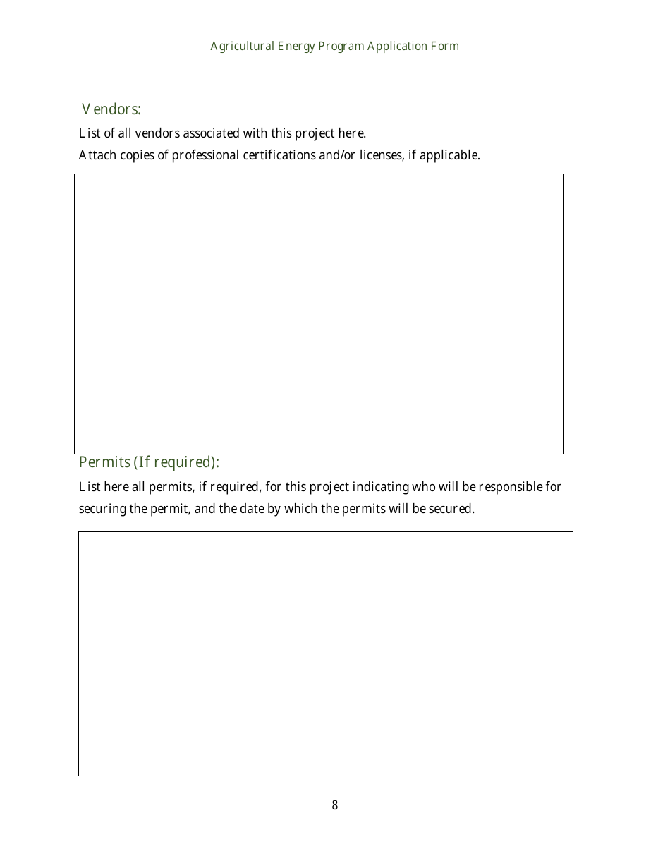 Agricultural Energy Program Grant Application Form for an Energy Efficiency Project - Rhode Island, Page 8