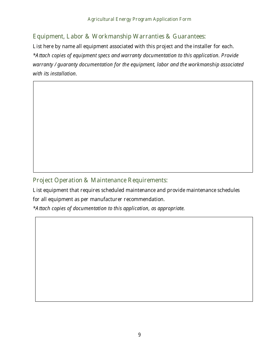 Agricultural Energy Program Grant Application Form for an Energy Efficiency Project - Rhode Island, Page 9