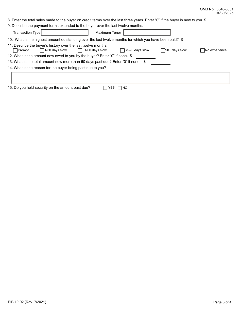 Form EIB10-02 Application for Express Insurance, Page 3