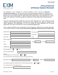 Form EIB10-06 Application for Approved Finance Provider