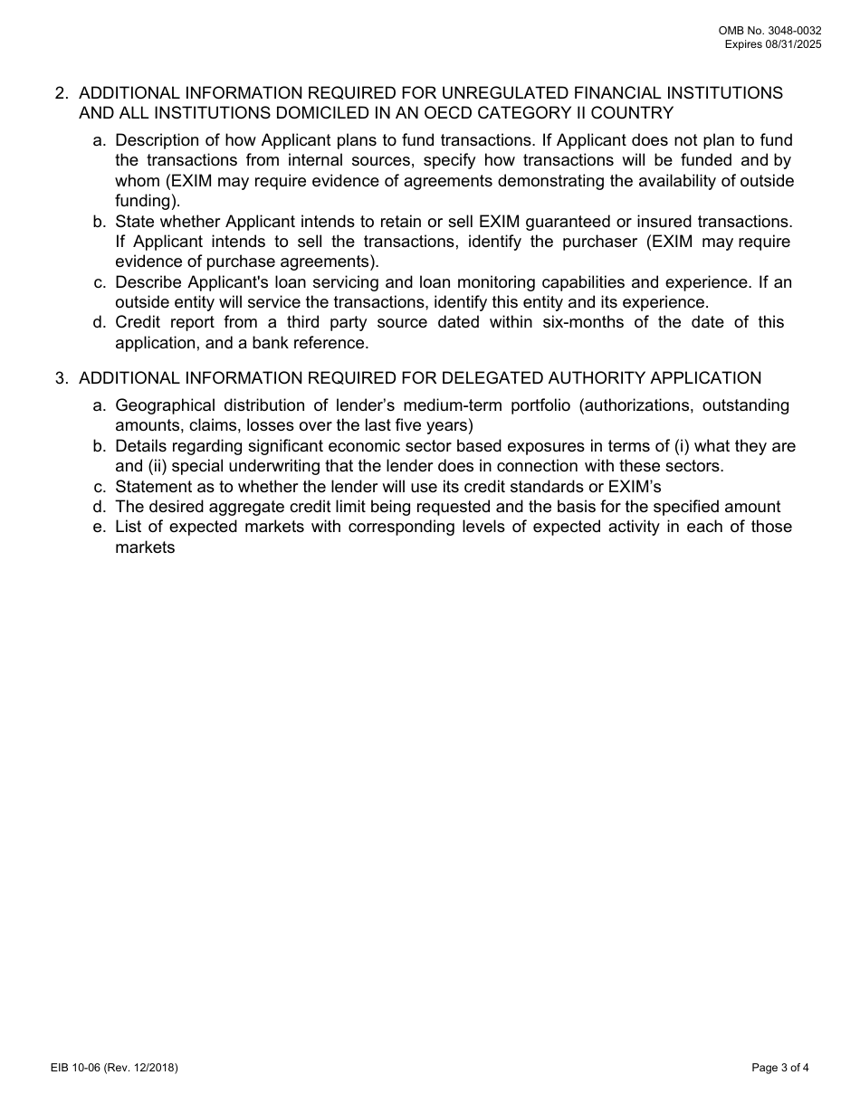 Form EIB10-06 Application for Approved Finance Provider, Page 3