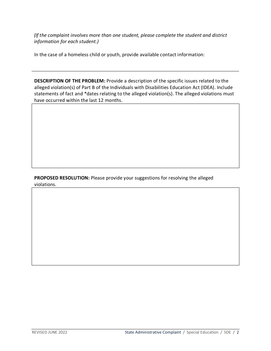 State Administrative Complaint - Special Education - Idaho, Page 2