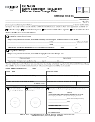 Document preview: Form GEN-BR Surety Bond Rider - Tax Liability Rider or Name Change Rider - North Carolina